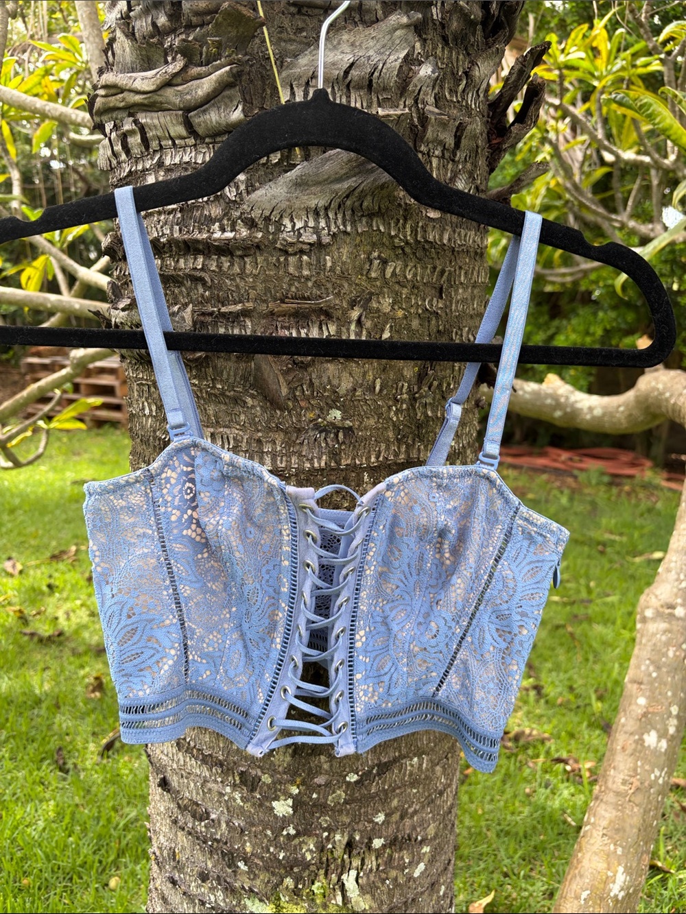 Victoria's Secret Light Blue Lace-Up Cropped Bustier